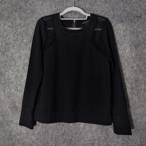Banana Republic Women Sweatshirt M Ponte Mesh Shoulders Zipper‎ Stretch Casual